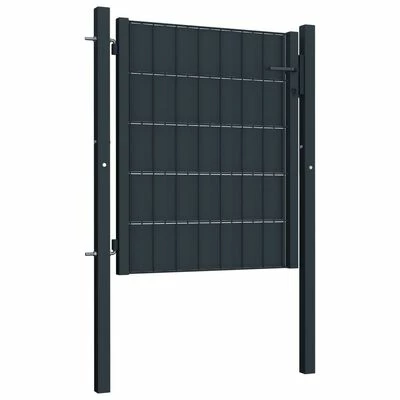 VidaXL Portail de clôture PVC et acier 100x81 cm Anthracite – Image 2