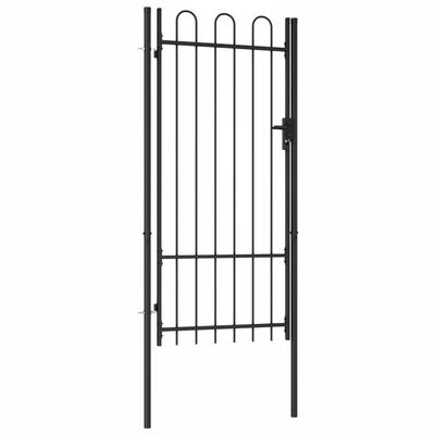 VidaXL Portillon simple porte avec dessus arqué Acier 1x2 m Noir – Image 2