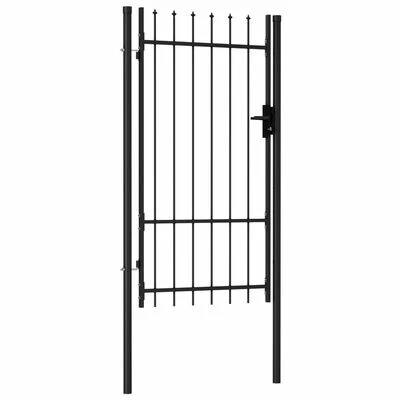 VidaXL Portillon simple porte avec dessus à pointe Acier 1x1,75 m Noir – Image 2