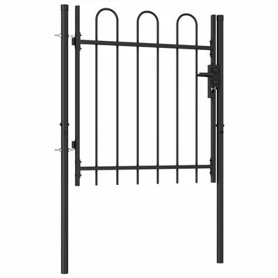 VidaXL Portillon simple porte avec dessus arqué Acier 1x1 m Noir – Image 2