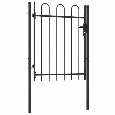 VidaXL Portillon simple porte avec dessus arqué Acier 1x1,2 m Noir – Image 2