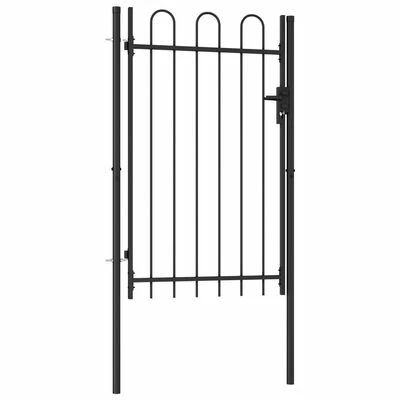 VidaXL Portillon simple porte avec dessus arqué Acier 1x1,5 m Noir – Image 2
