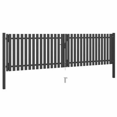 VidaXL Portail de clôture de jardin Acier 4x1,25 m Anthracite – Image 2