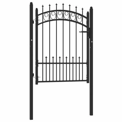 VidaXL Portail de clôture avec pointes Acier 100x125 cm Noir – Image 2