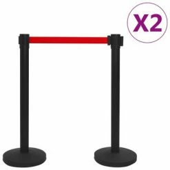 VidaXL Colonnes avec bandes 4 pcs Barrière d'aéroport Fer Noir