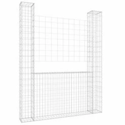 VidaXL Panier de gabion en forme de U avec 2 poteaux Fer 140x20x200 cm