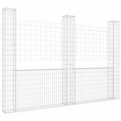 VidaXL Panier de gabion en forme de U avec 3 poteaux Fer 260x20x200 cm