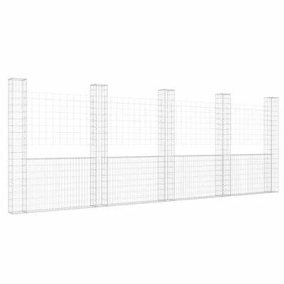 VidaXL Panier de gabion en forme de U avec 5 poteaux Fer 500x20x200 cm