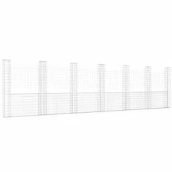VidaXL Panier de gabion en forme de U avec 7 poteaux Fer 740x20x200 cm