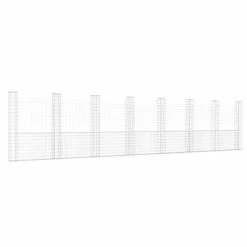 VidaXL Panier de gabion en forme de U avec 8 poteaux Fer 860x20x200 cm