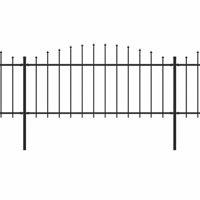 VidaXL Clôture de jardin à dessus en lance Acier (0,5-0,75)x11,9m Noir – Image 2