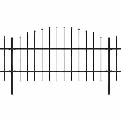 VidaXL Clôture de jardin à dessus en lance Acier (0,75-1)x11,9 m Noir – Image 2