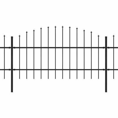 VidaXL Clôture de jardin à dessus en lance Acier (0,75-1)x15,3 m Noir – Image 2
