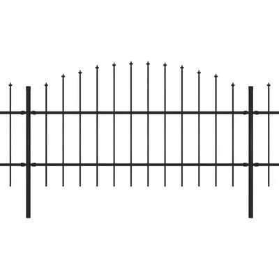 VidaXL Clôture de jardin à dessus en lance Acier (0,75-1)x17 m Noir – Image 2