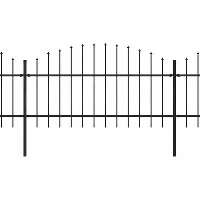 VidaXL Clôture de jardin à dessus en lance Acier (1-1,25)x5,1 m Noir – Image 2