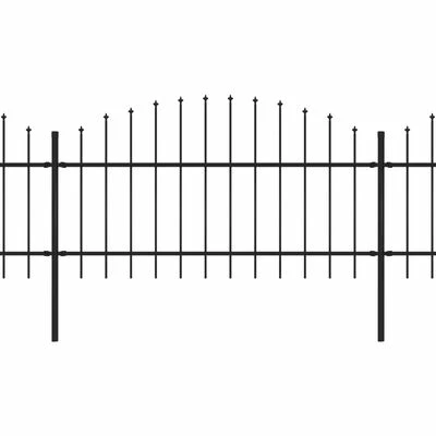 VidaXL Clôture de jardin à dessus en lance Acier (1-1,25)x6,8 m Noir – Image 2