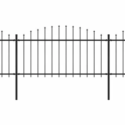 VidaXL Clôture de jardin à dessus en lance Acier (1,25-1,5)x5,1 m Noir – Image 2