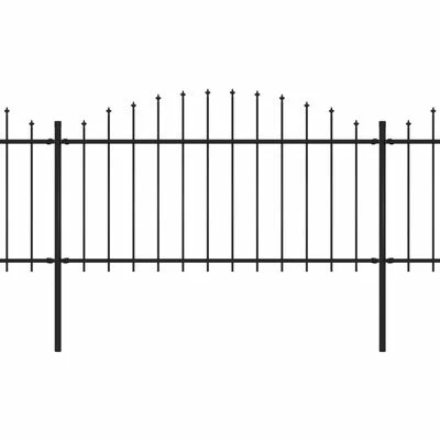 VidaXL Clôture de jardin à dessus en lance Acier (1,25-1,5)x8,5 m Noir – Image 2