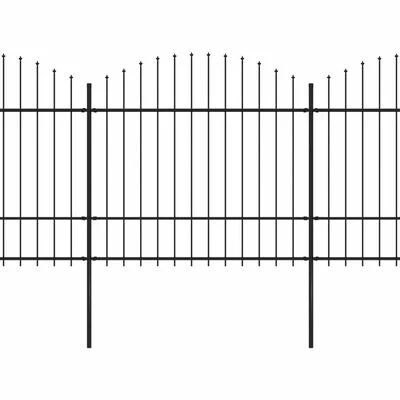 VidaXL Clôture de jardin à dessus en lance Acier (1,5-1,75)x6,8 m Noir – Image 2