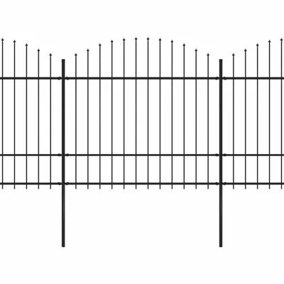 VidaXL Clôture de jardin à dessus en lance Acier (1,5-1,75)x8,5 m Noir – Image 2