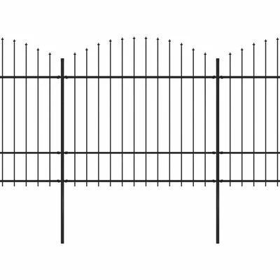 VidaXL Clôture de jardin à dessus en lance Acier (1,5-1,75)x17 m Noir – Image 2