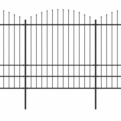 VidaXL Clôture de jardin à dessus en lance Acier (1,75-2)x3,4 m Noir – Image 2