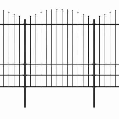 VidaXL Clôture de jardin à dessus en lance Acier (1,75-2)x11,9 m Noir – Image 2