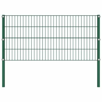 VidaXL Panneau de clôture avec poteaux Fer 11,9 x 0,8 m Vert – Image 2