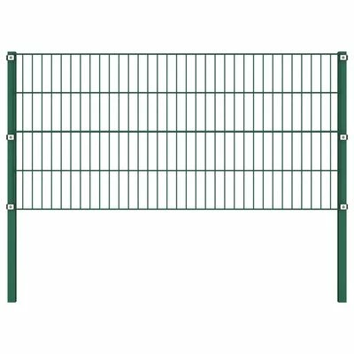 VidaXL Panneau de clôture avec poteaux Fer 13,6 x 0,8 m Vert – Image 2