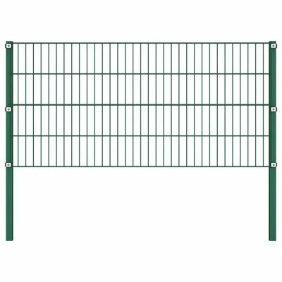 VidaXL Panneau de clôture avec poteaux Fer 15,3 x 0,8 m Vert – Image 2