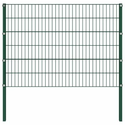 VidaXL Panneau de clôture avec poteaux Fer 5,1 x 1,2 m Vert – Image 2