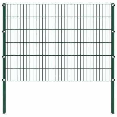 VidaXL Panneau de clôture avec poteaux Fer 6,8 x 1,2 m Vert – Image 2