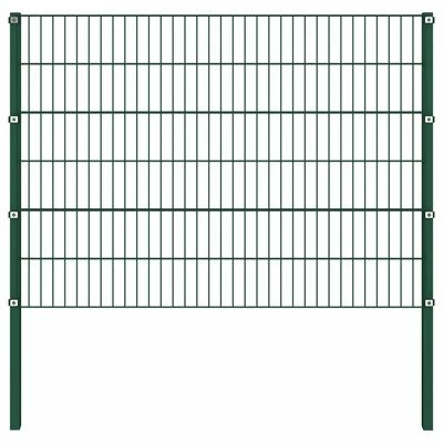 VidaXL Panneau de clôture avec poteaux Fer 15,3 x 1,2 m Vert – Image 2