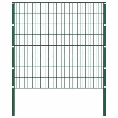 VidaXL Panneau de clôture avec poteaux Fer 5,1 x 1,6 m Vert – Image 2