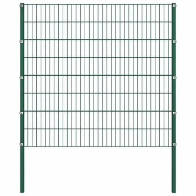 VidaXL Panneau de clôture avec poteaux Fer 6,8 x 1,6 m Vert – Image 2