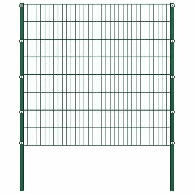 VidaXL Panneau de clôture avec poteaux Fer 17 x 1,6 m Vert – Image 2