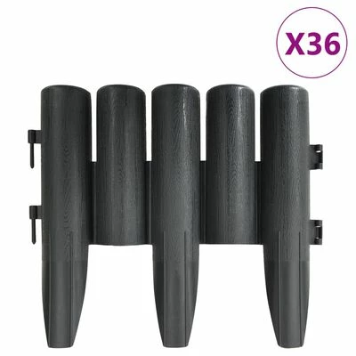 VidaXL Bordures de pelouse 36 pcs Anthracite 10 m PP