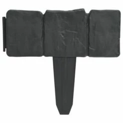 VidaXL Clôture de jardin/pelouse Plastique Aspect de pierre 41 pcs 10m