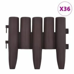 VidaXL Bordures de pelouse 36 pcs Marron 10 m PP
