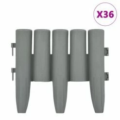 VidaXL Bordures de pelouse 36 pcs Gris 10 m PP