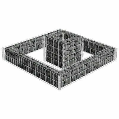 VidaXL Jardinière en gabion Acier galvanisé 120x120x20 cm – Image 3