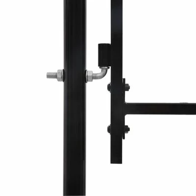 VidaXL Portillon simple porte avec dessus arqué Acier 1x1 m Noir – Image 3