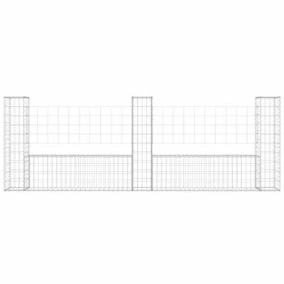 VidaXL Panier de gabion en forme de U avec 3 poteaux Fer 260x20x100 cm – Image 3