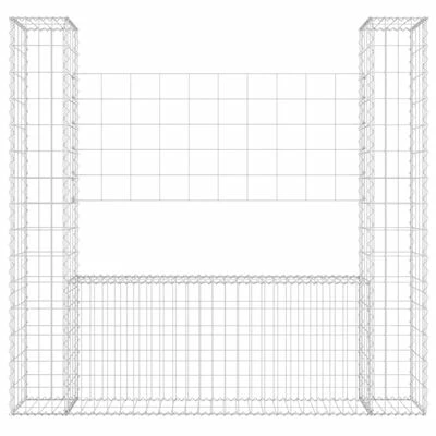 VidaXL Panier de gabion en forme de U avec 2 poteaux Fer 140x20x150 cm – Image 3