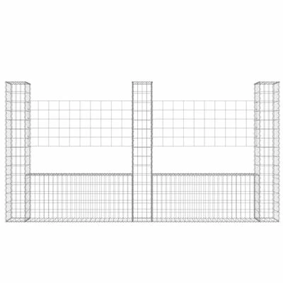 VidaXL Panier de gabion en forme de U avec 3 poteaux Fer 260x20x150 cm – Image 3