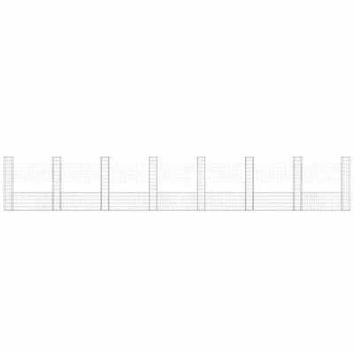 VidaXL Panier de gabion en forme de U avec 8 poteaux Fer 860x20x150 cm – Image 3