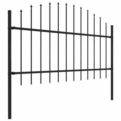 VidaXL Clôture de jardin à dessus en lance Acier (1-1,25)x5,1 m Noir – Image 3