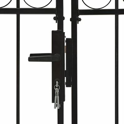 VidaXL Portillon double porte avec dessus arqué Acier 400x125 cm Noir – Image 4