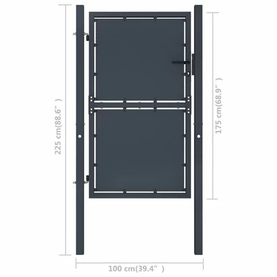 VidaXL Portail de jardin Acier 100 x 175 cm Anthracite – Image 4