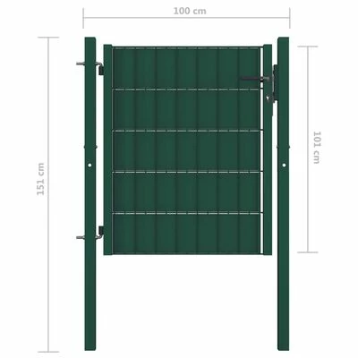 VidaXL Portail de clôture PVC et acier 100x101 cm Vert – Image 4
